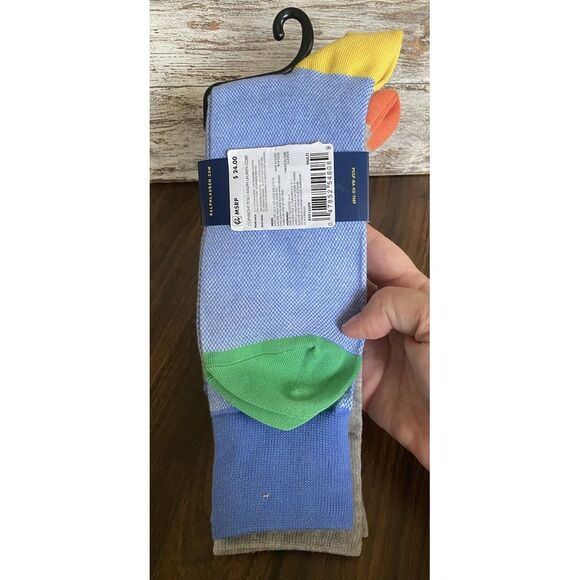 NWT‎ Polo Ralph Lauren Gray All Over Bear & Blue Solid Cotton Blend Socks 2-Pack - Picture 5 of 7